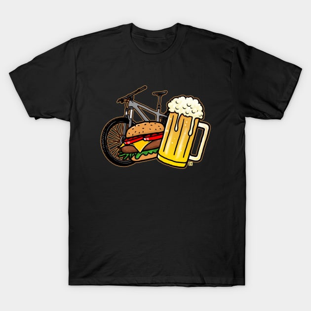 Bike, Burger and Beer T-Shirt by CALMA